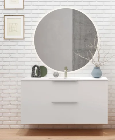 Fossbad Variant46 120 Hvit matt med Moon speil